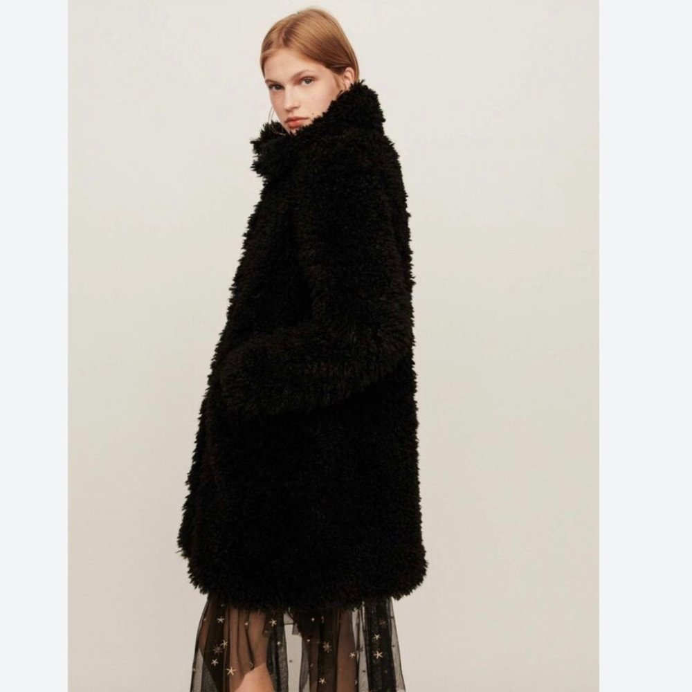 NWT MAJE Gordon Faux Fur Coat Size 36